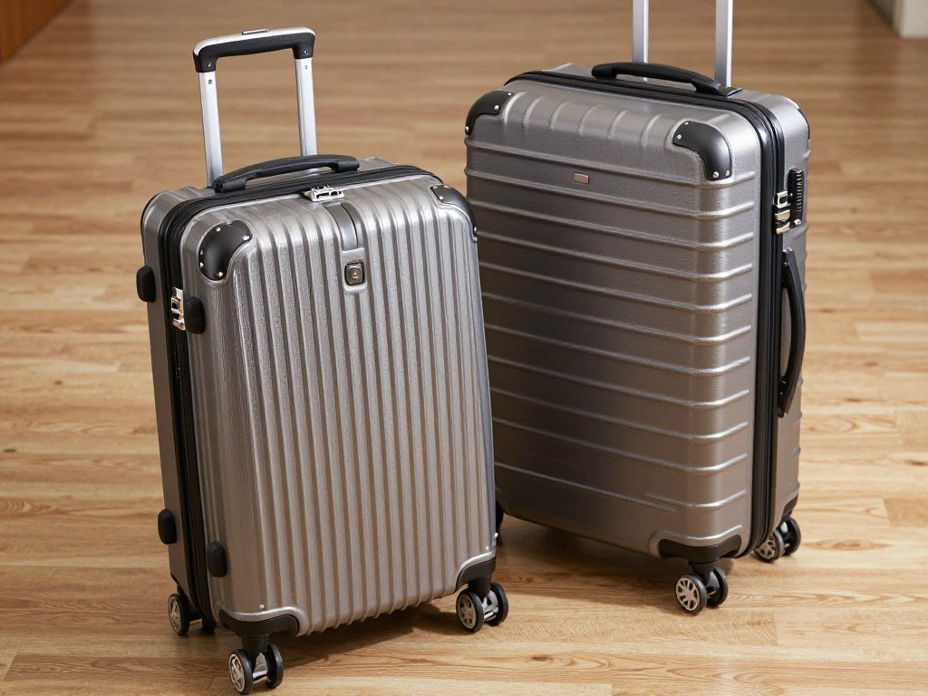 Carry-on and check-in suitcases sized for different trips Carry-on and check-in suitcases sized for different trips