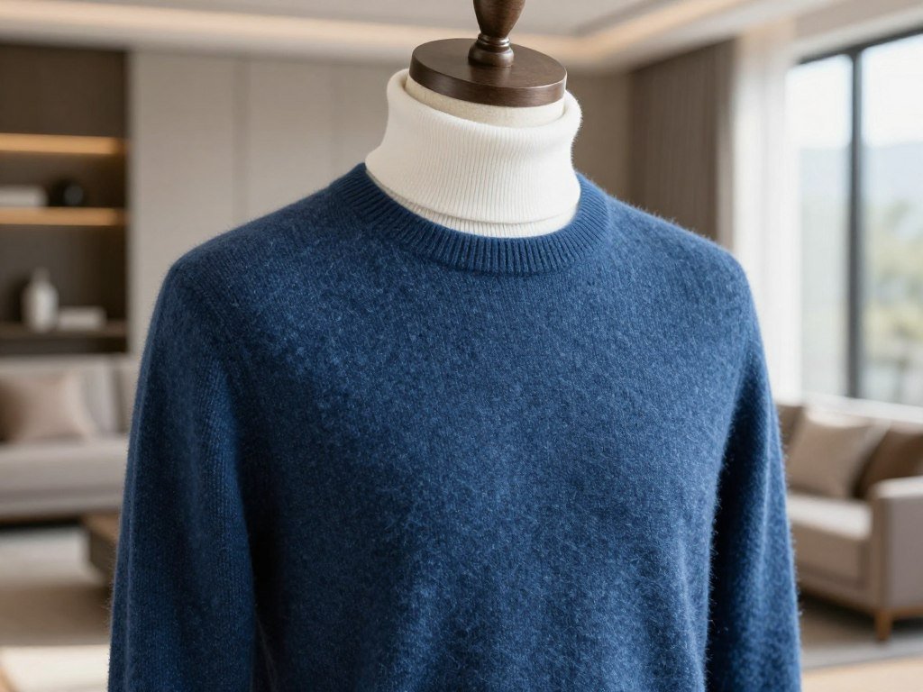 Cashmere sweater layered over a lightweight turtleneck