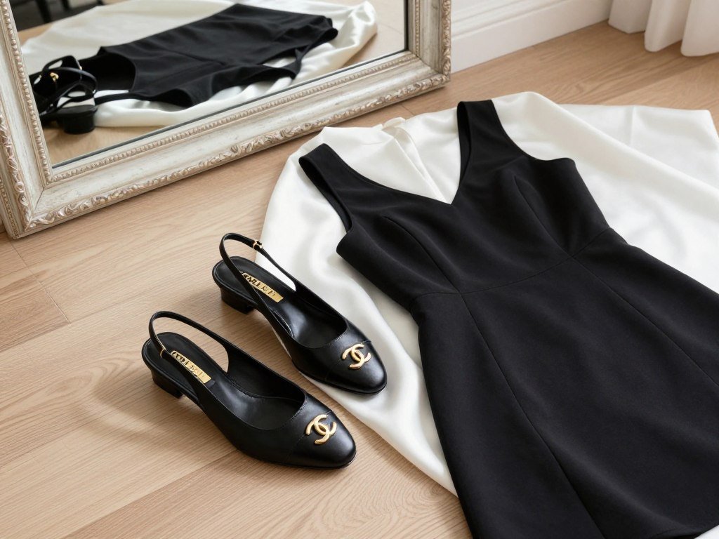 Chanel slingbacks and the little black dress define polished style