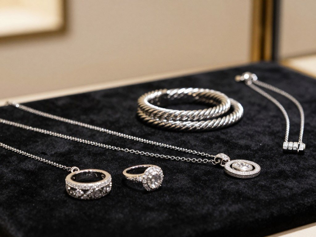 Chopard diamonds and David Yurman Cable jewelry on a display