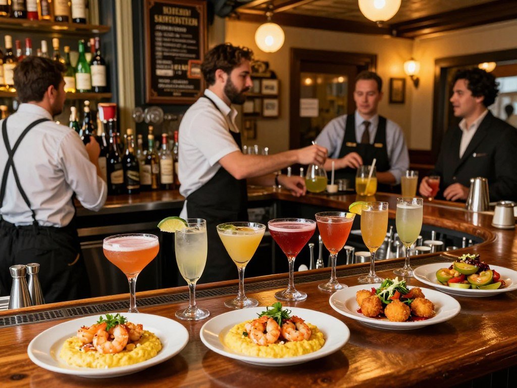 Cocktails and small plates at a Savannah Broughton Street bar Cocktails and small plates at a Savannah Broughton Street bar