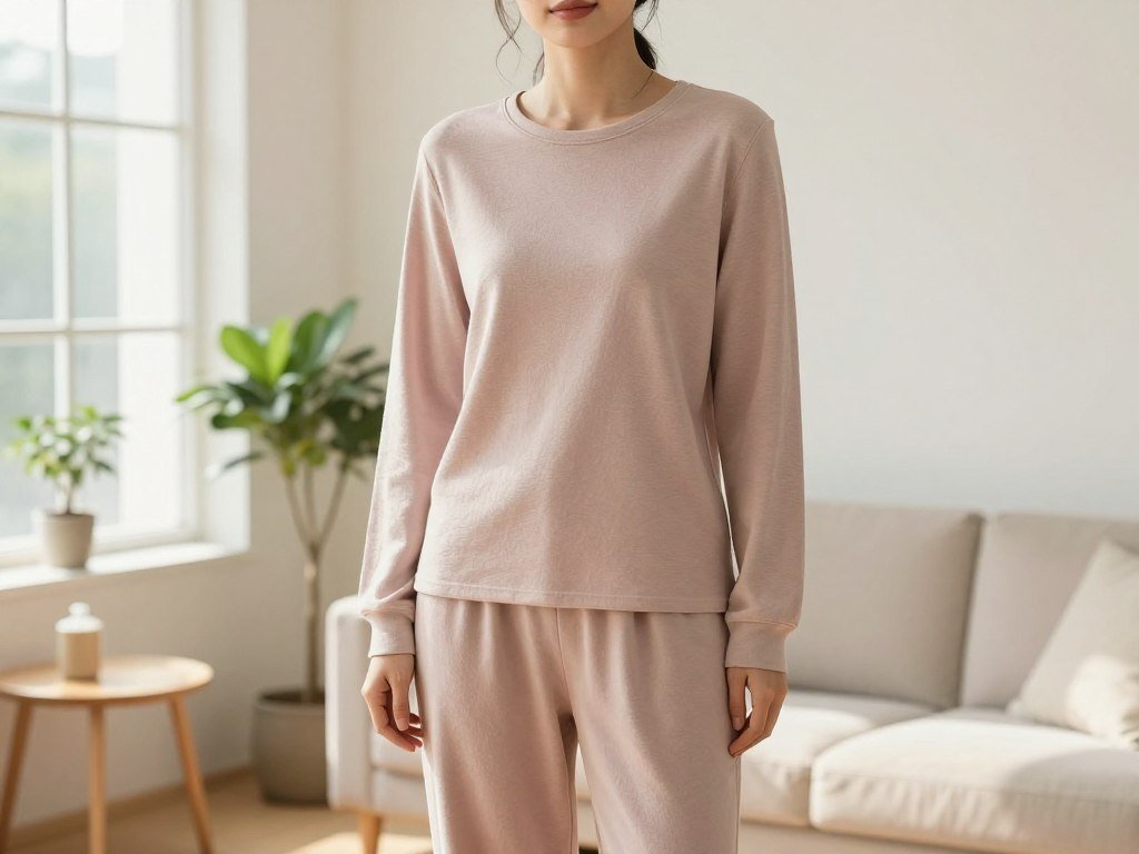 Crewneck top paired with relaxed pants for a coordinated look