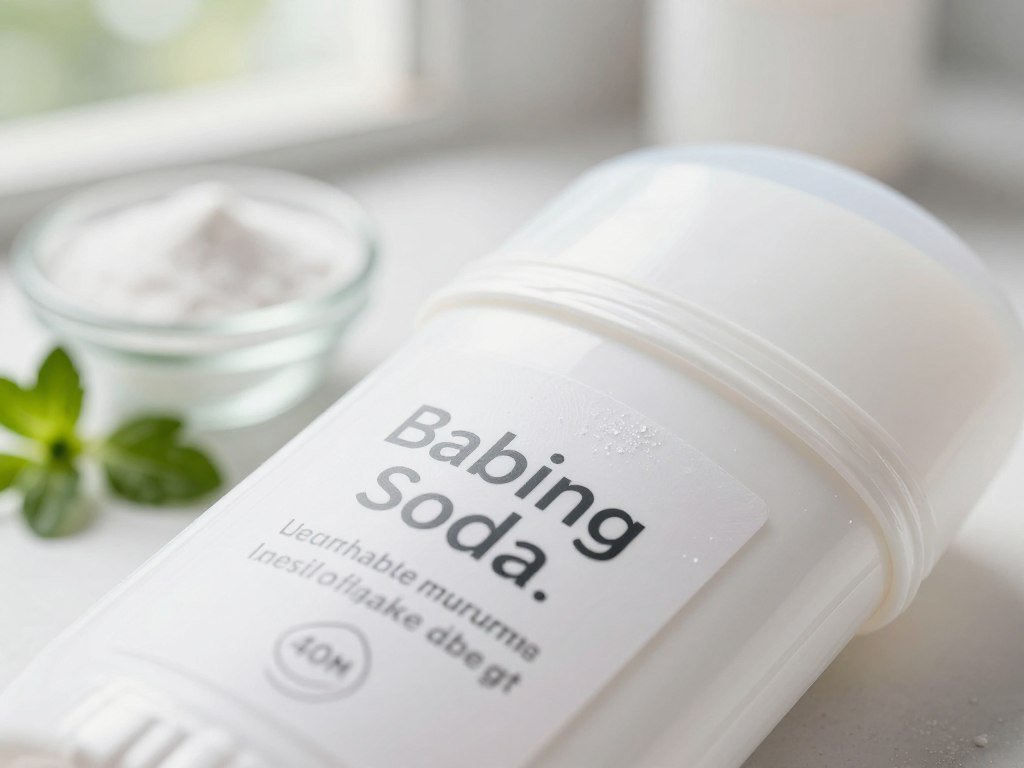 Deodorant ingredient labels showing baking soda and fragrance