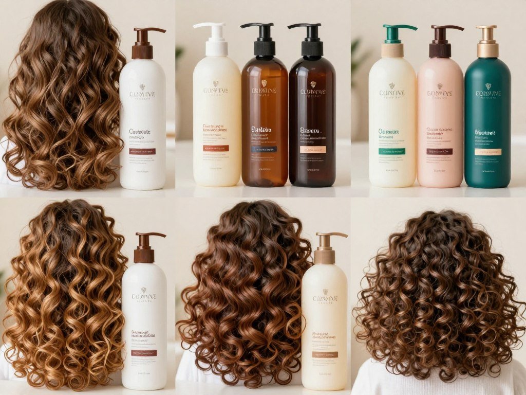 Different curl types beside matching cleansing products Different curl types beside matching cleansing products