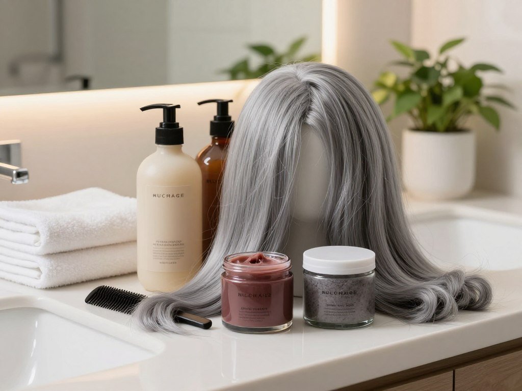 Different shampoo formulas beside fine and coarse gray hair Different shampoo formulas beside fine and coarse gray hair