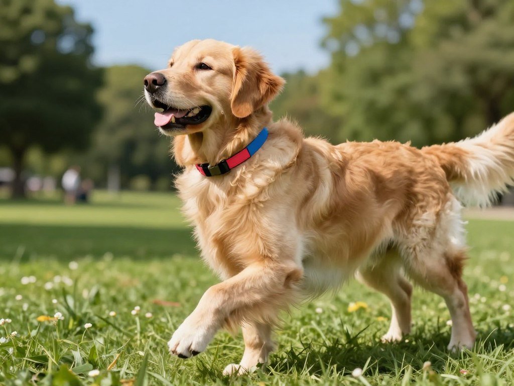 Dog wearing a fitted collar during outdoor training