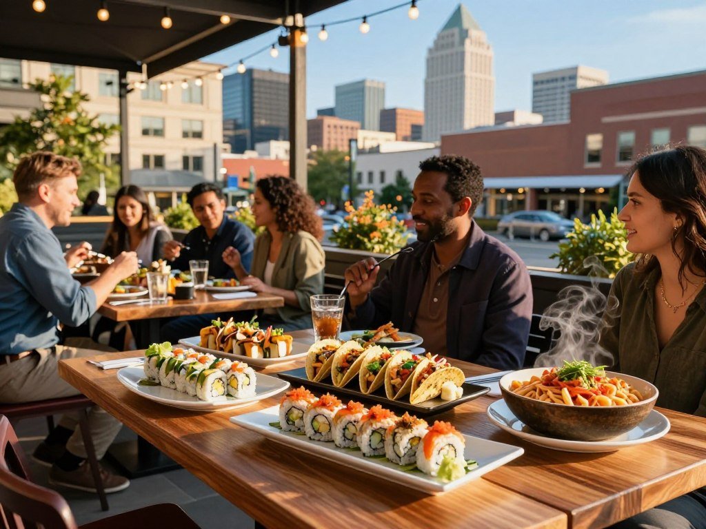 Downtown SLC restaurants serving sushi, tacos, and pasta