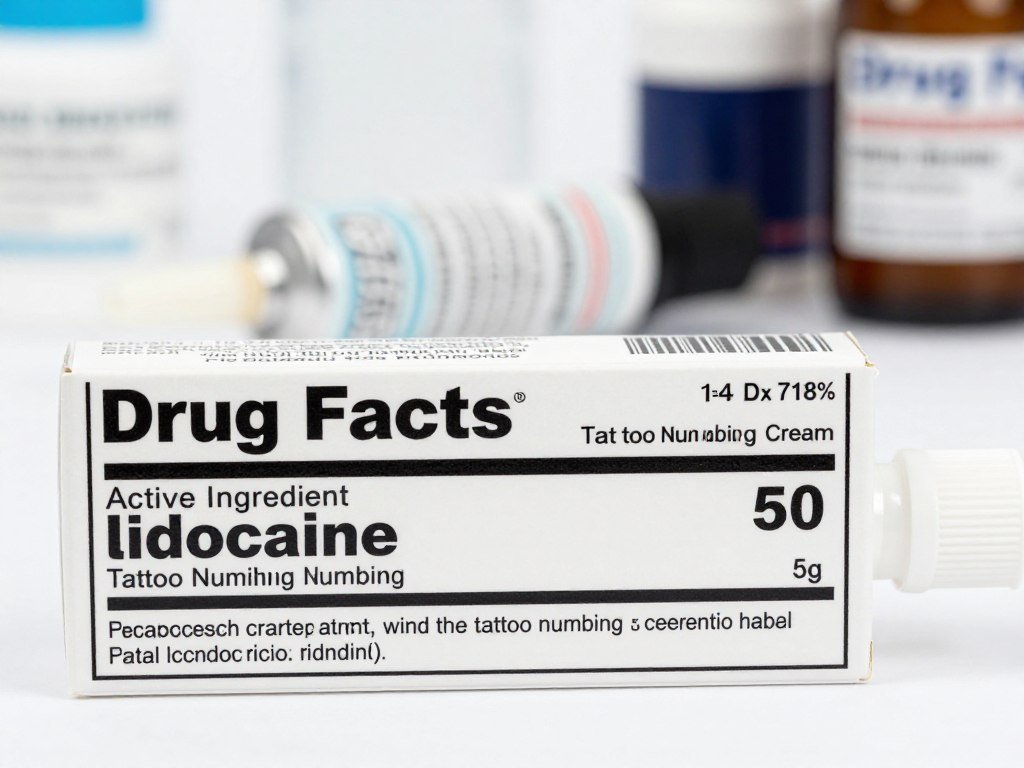 Drug Facts label showing lidocaine strength on tattoo numbing cream Drug Facts label showing lidocaine strength on tattoo numbing cream