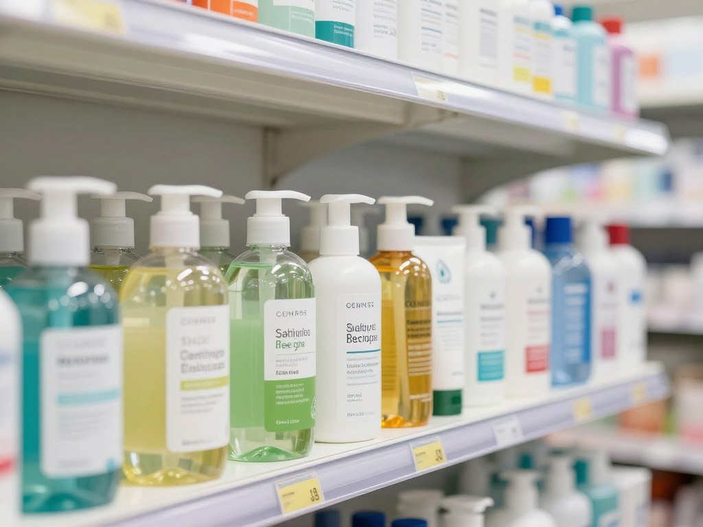 Drugstore cleansers lined up for oily skin care Drugstore cleansers lined up for oily skin care