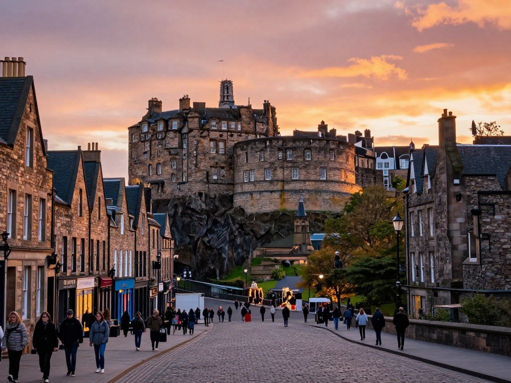Edinburgh Castle above the Royal Mile in Scotland