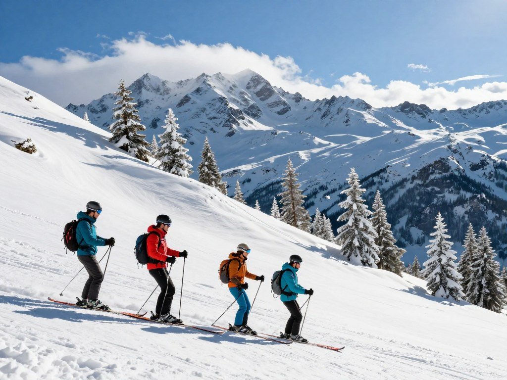 Expert skiers assess steep Crested Butte terrain and slopes