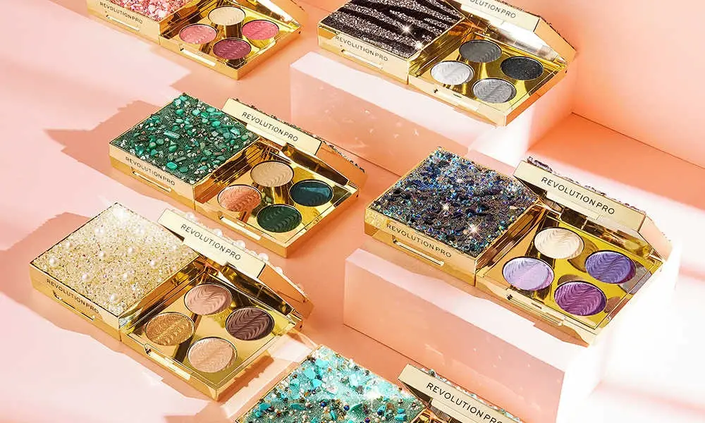 Colorful Revolution Pro eyeshadow palettes in gold cases-Best Makeup Products of 2026
