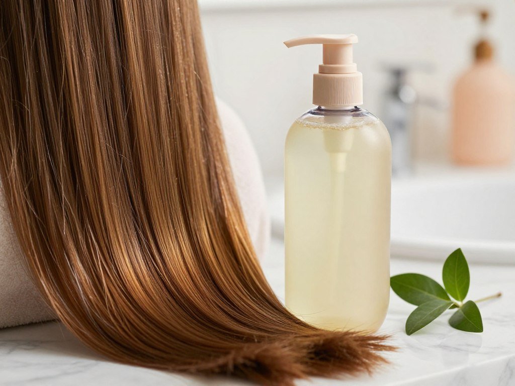Fine and color-treated hair beside a gentle shampoo formula Fine and color-treated hair beside a gentle shampoo formula