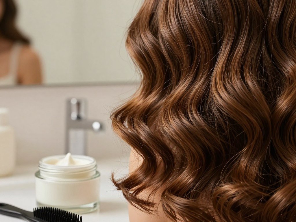 Fine waves with a small amount of lightweight curl cream Fine waves with a small amount of lightweight curl cream