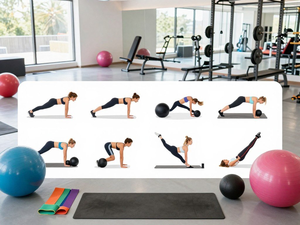 Fitness plan showing stability and resistance choices for core strength
