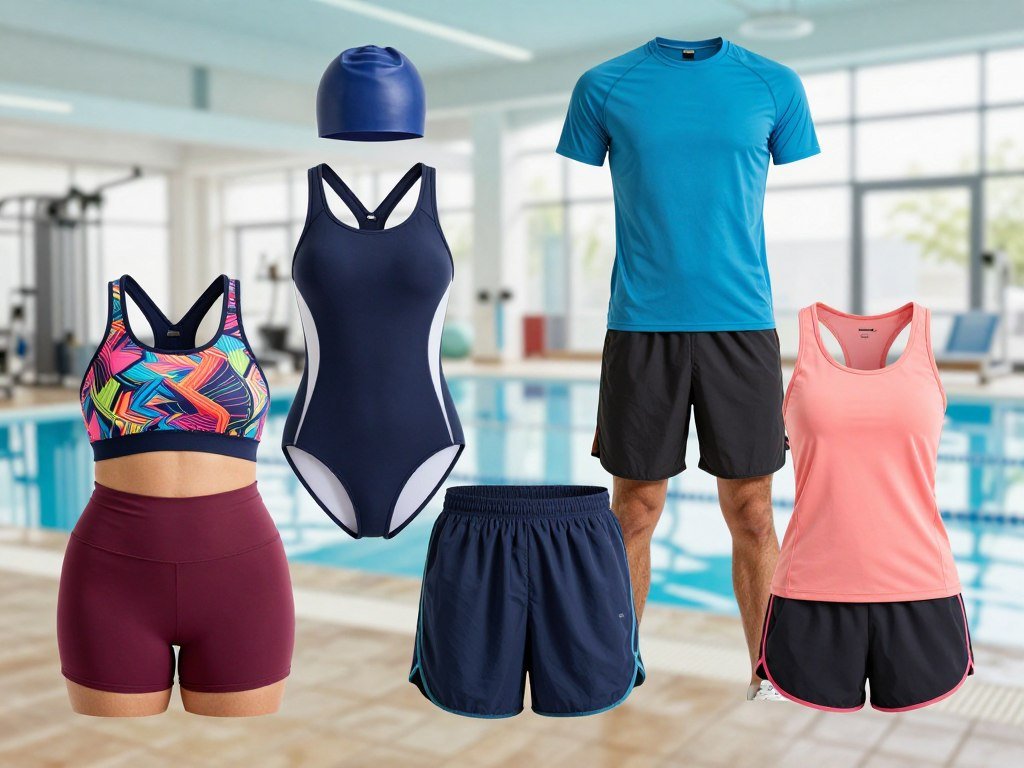 Five activewear options matched with swimming and workout activities Five activewear options matched with swimming and workout activities