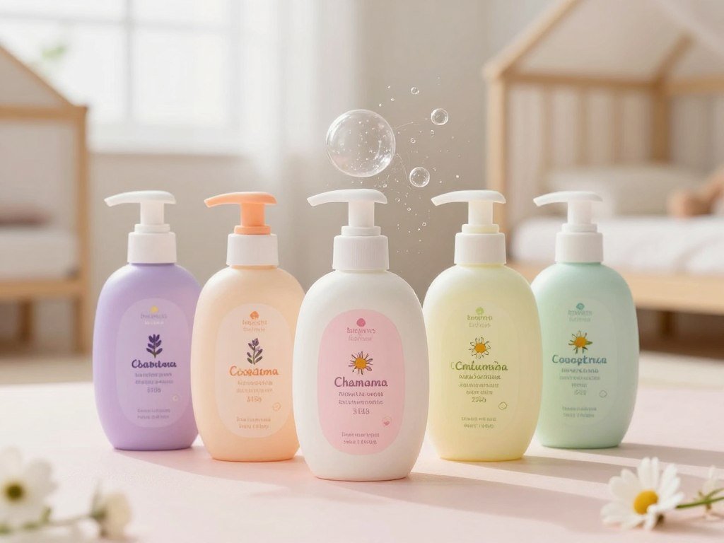 Five baby shampoo bottles compared by fragrance and price