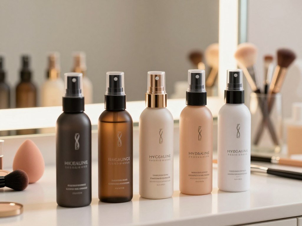 Five setting sprays lined up by finish and routine