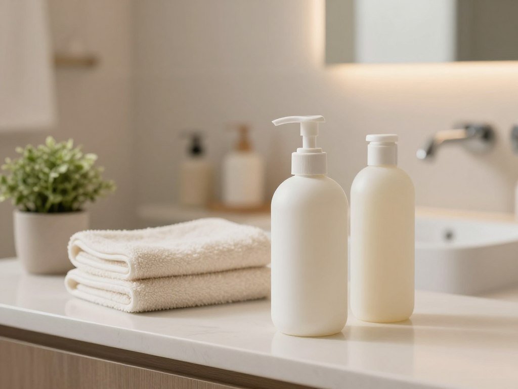 Fragrance-free body wash bottles for sensitive skin