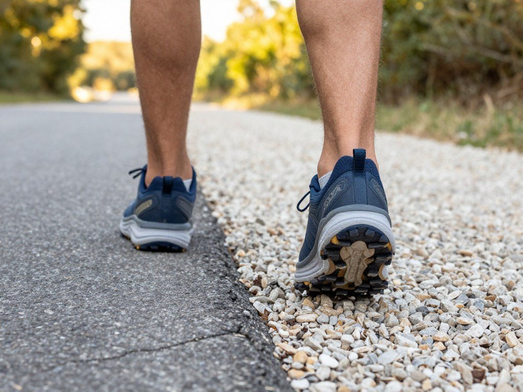 HOKA Transport 2 lugs crossing pavement and a light gravel trail HOKA Transport 2 lugs crossing pavement and a light gravel trail