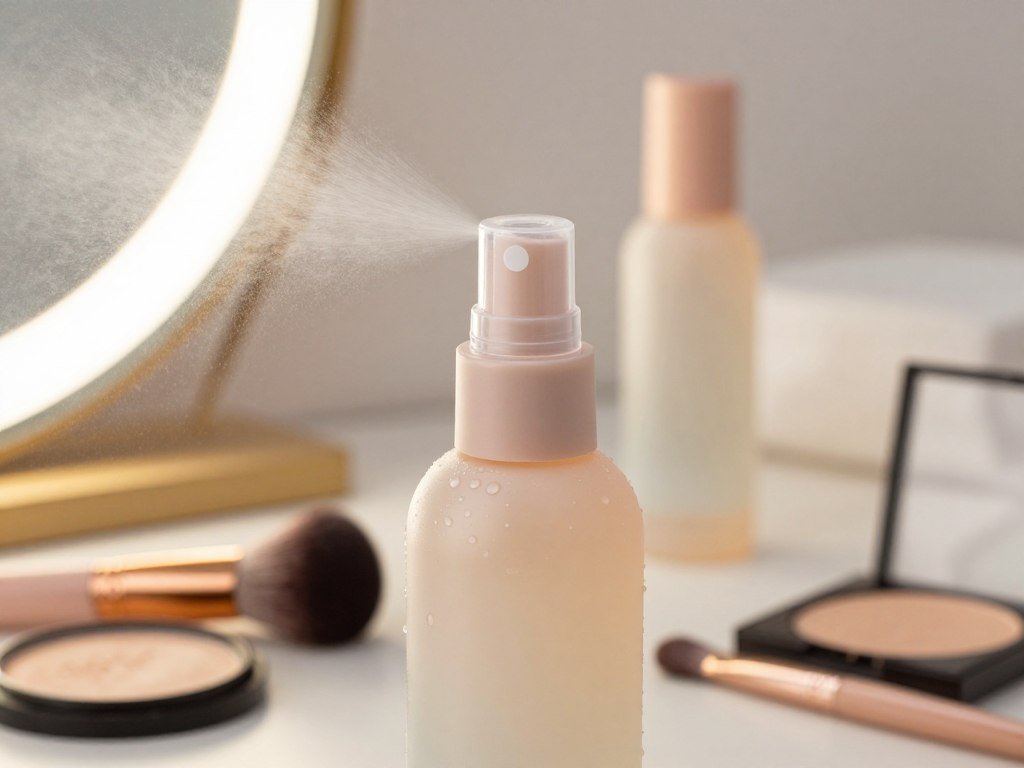 Hydrating setting spray for a dewy dry-skin makeup look