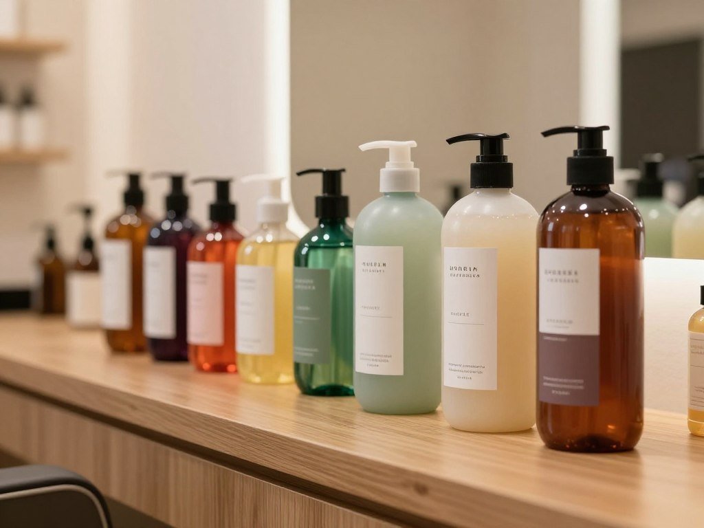 Hydrating shampoo bottles lined up for dry scalp shopping Hydrating shampoo bottles lined up for dry scalp shopping