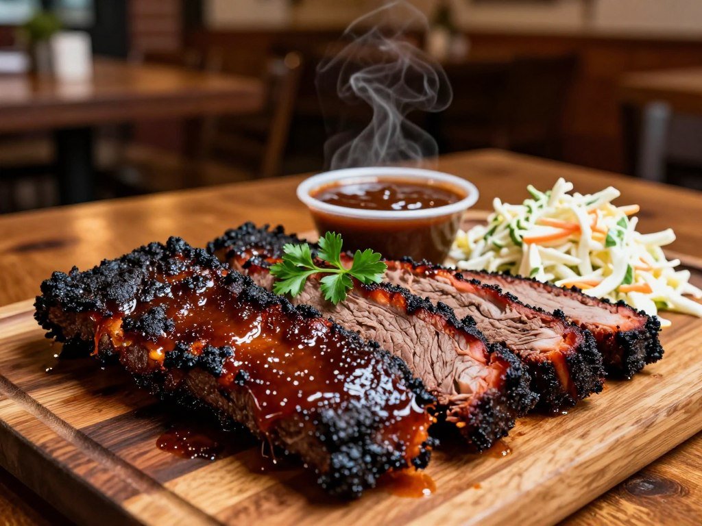 Kansas City barbecue with burnt ends and smoked brisket