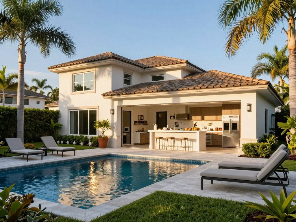 Large family villa with a kitchen and private pool in Orlando
