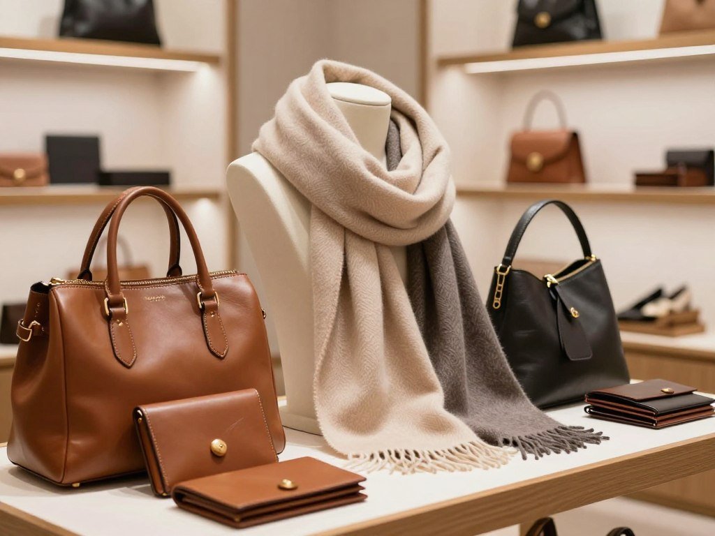 Leather goods and cashmere scarves in accessible designer fashion Leather goods and cashmere scarves in accessible designer fashion