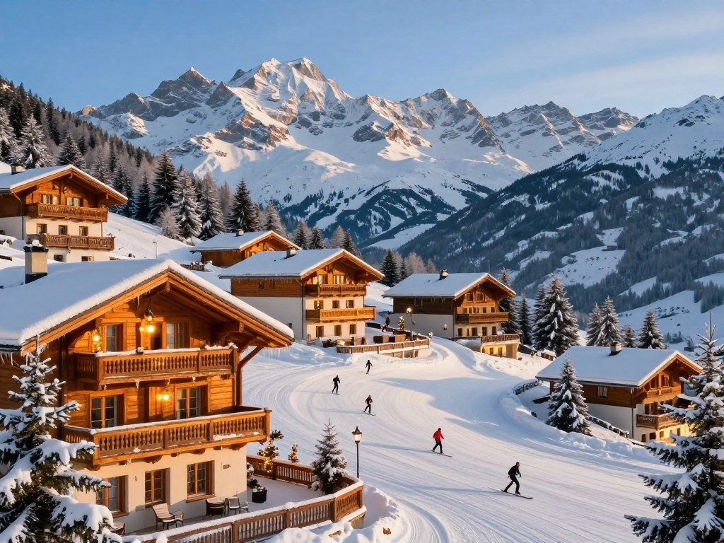 Luxury ski hotels beside a French Alpine piste Luxury ski hotels beside a French Alpine piste