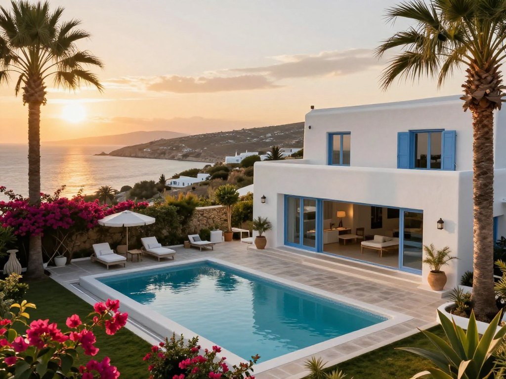 Luxury villas in Mykonos with quiet private outdoor space