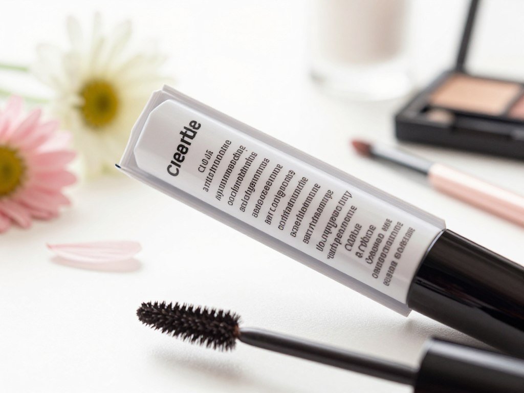 Mascara ingredient list showing fragrance, pigments, and waxes Mascara ingredient list showing fragrance, pigments, and waxes