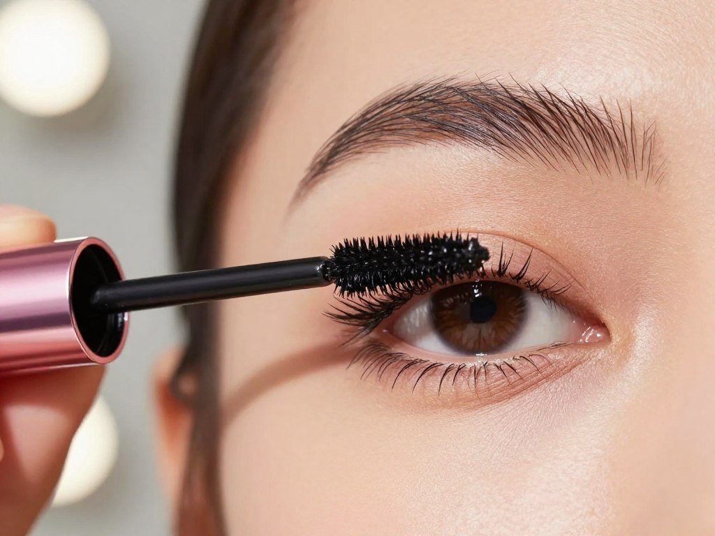 Maybelline Sky High mascara adding length and subtle volume