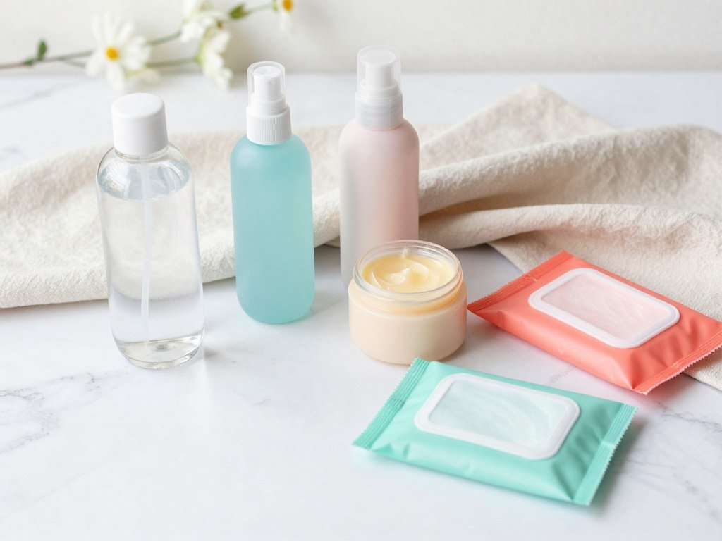 Micellar water, bi-phase liquid, balm, and wipe formats for makeup Micellar water, bi-phase liquid, balm, and wipe formats for makeup
