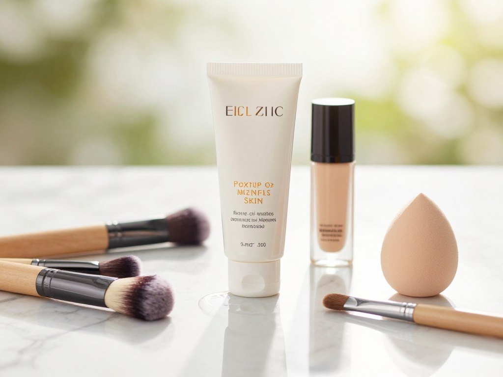 Moisturizer and sunscreen beside makeup for mature skin