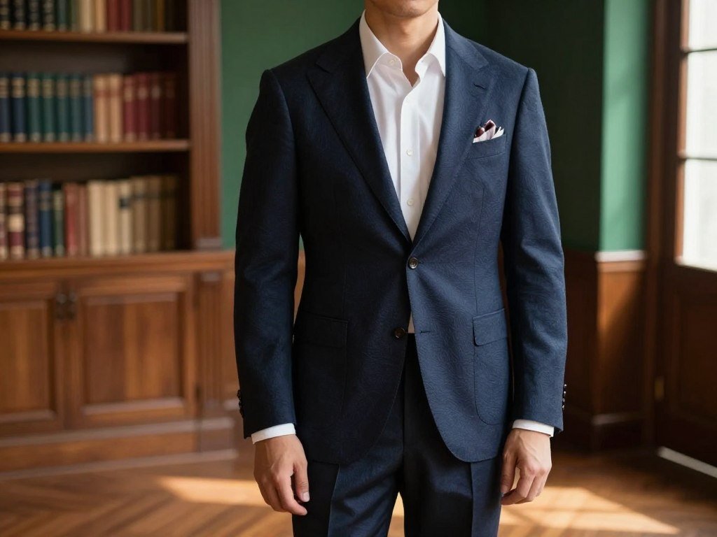 Navy blazer and Oxford shirt with classic old money style cues Navy blazer and Oxford shirt with classic old money style cues