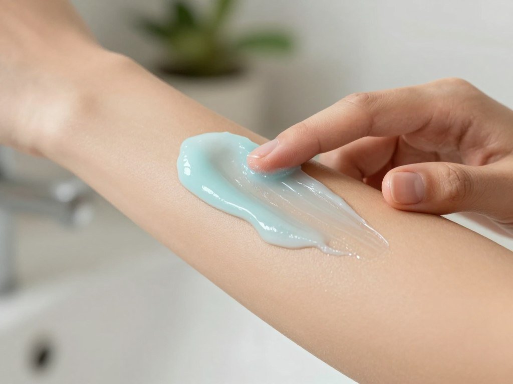 Neutrogena Hydro Boost gel cream spread across an arm Neutrogena Hydro Boost gel cream spread across an arm