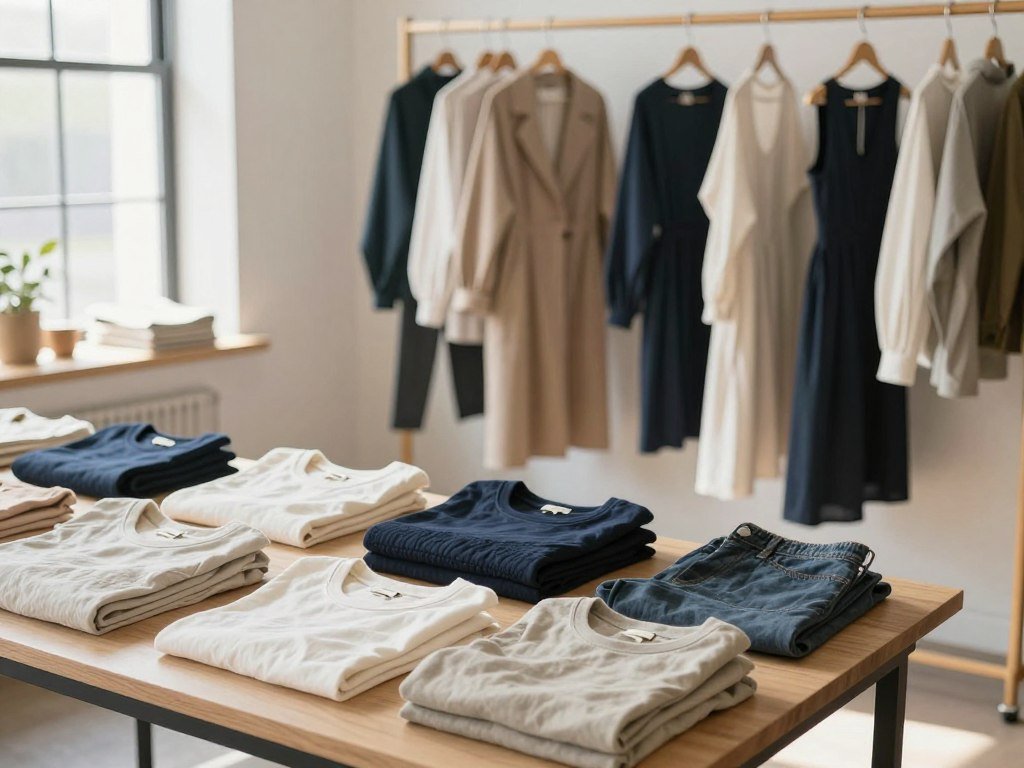 Organic cotton basics beside a Made in USA clothing collection Organic cotton basics beside a Made in USA clothing collection