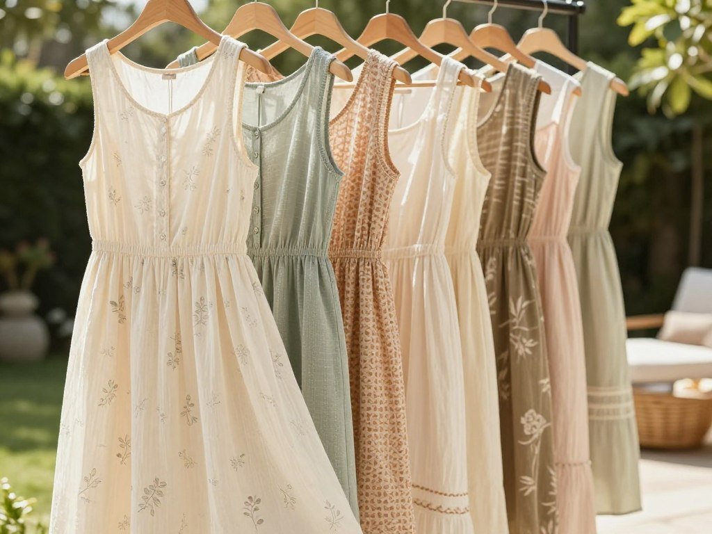 Pact cotton dresses in knit and gauze fabrics for summer wear