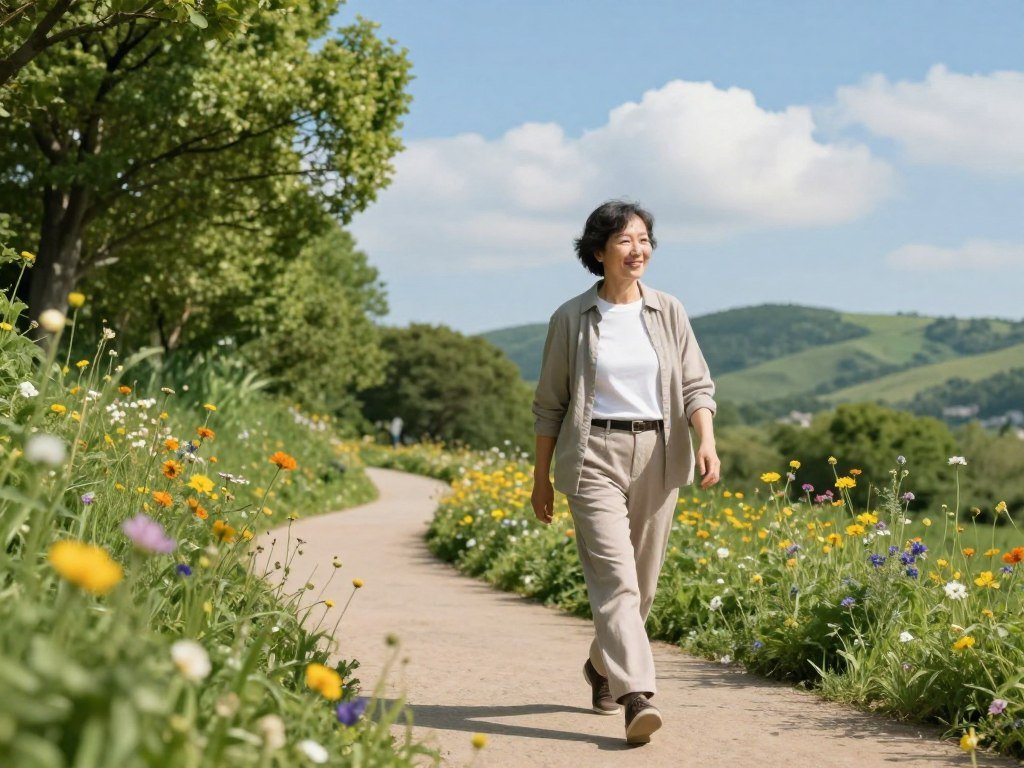 Person taking a short walk as part of a daily activity routine