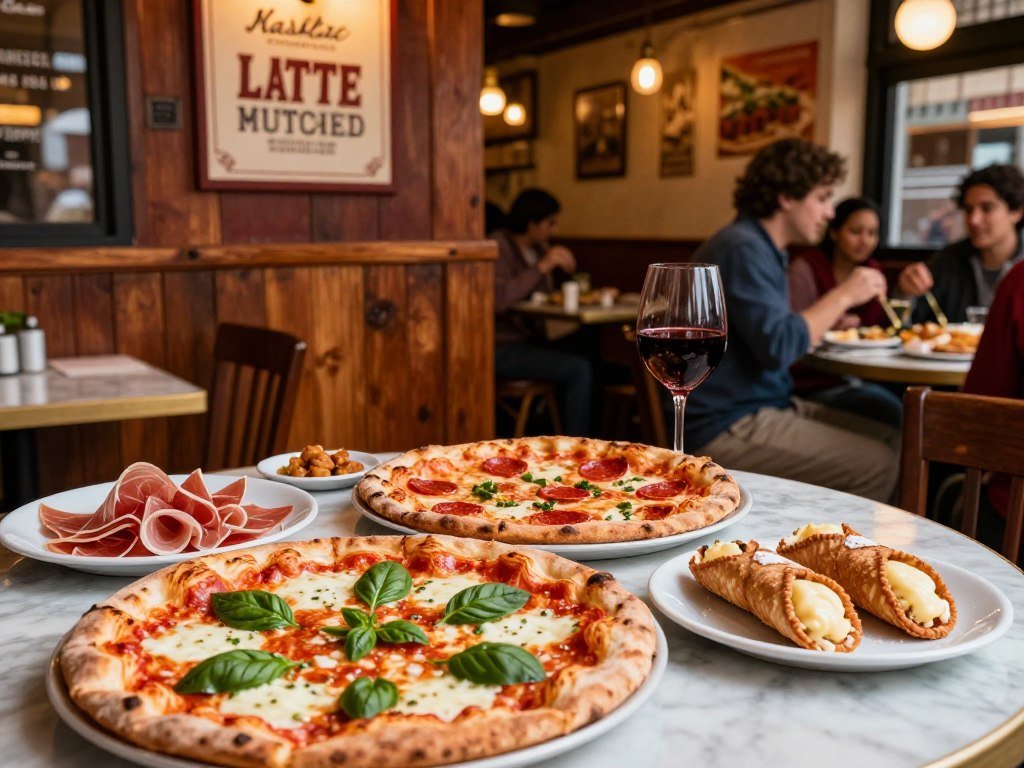 Pizza and pastry choices in New York Little Italy restaurants