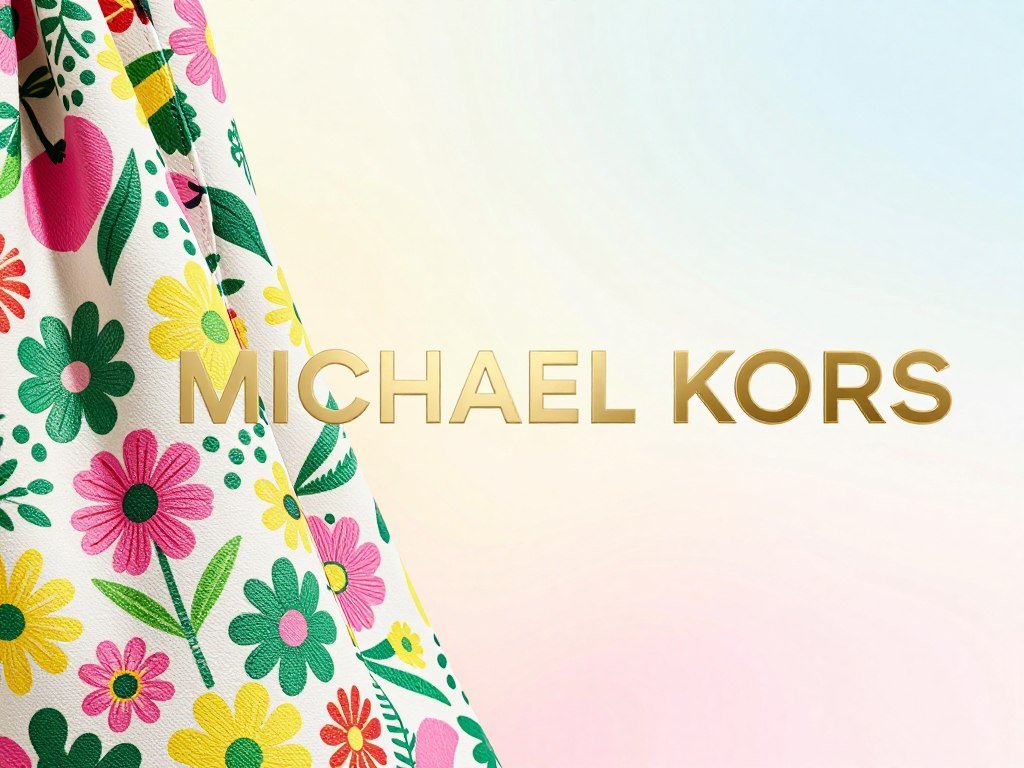 Playful Kate Spade pattern beside bold Michael Kors logo
