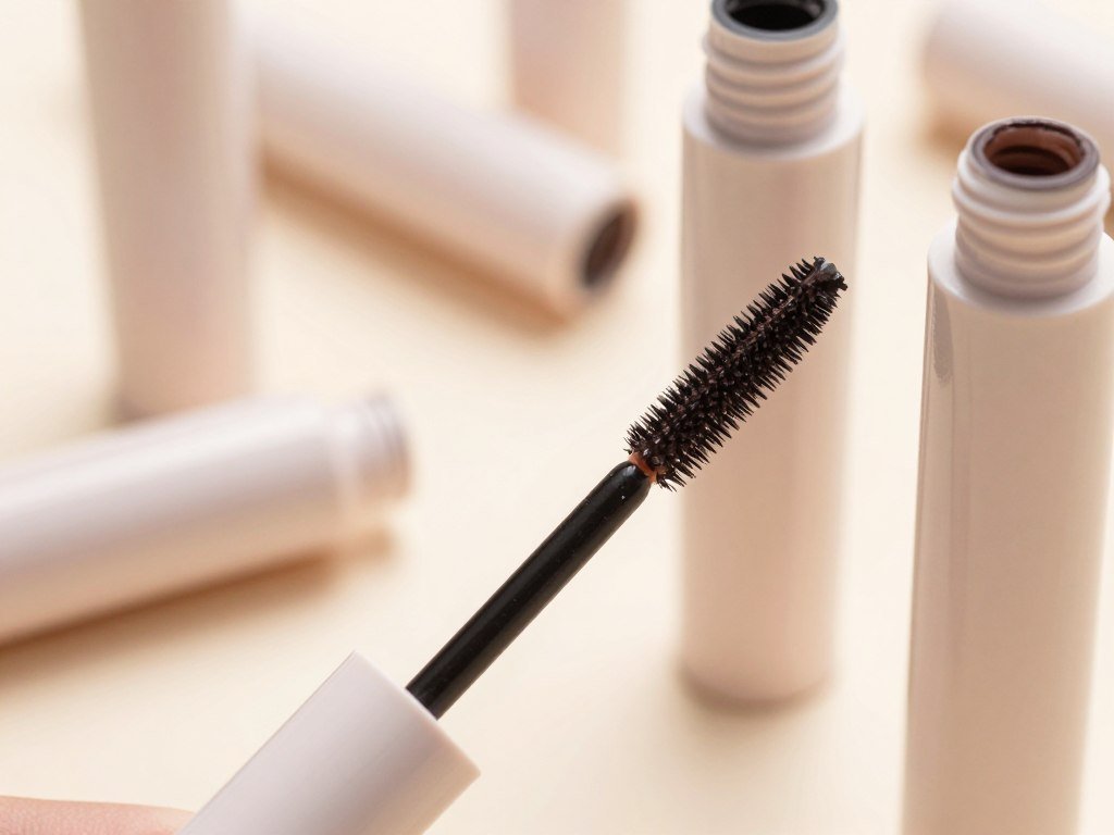 Polymer tubes surrounding lashes beside traditional mascara Polymer tubes surrounding lashes beside traditional mascara