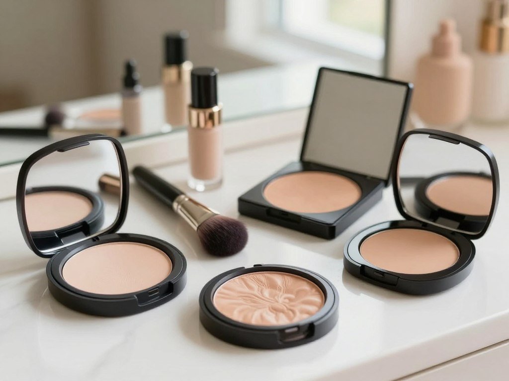 Powder foundations with satin and demi-matte finishes for mature skin