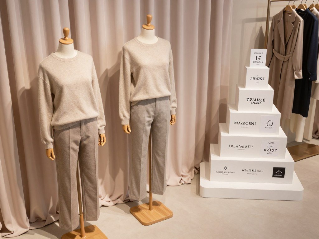 Quiet luxury wardrobe pieces beside a designer tier chart Quiet luxury wardrobe pieces beside a designer tier chart