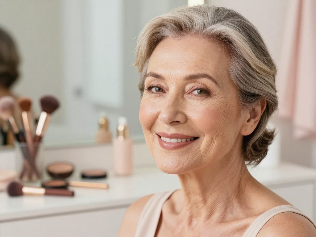 Radiant foundation finish with flexible coverage on mature skin