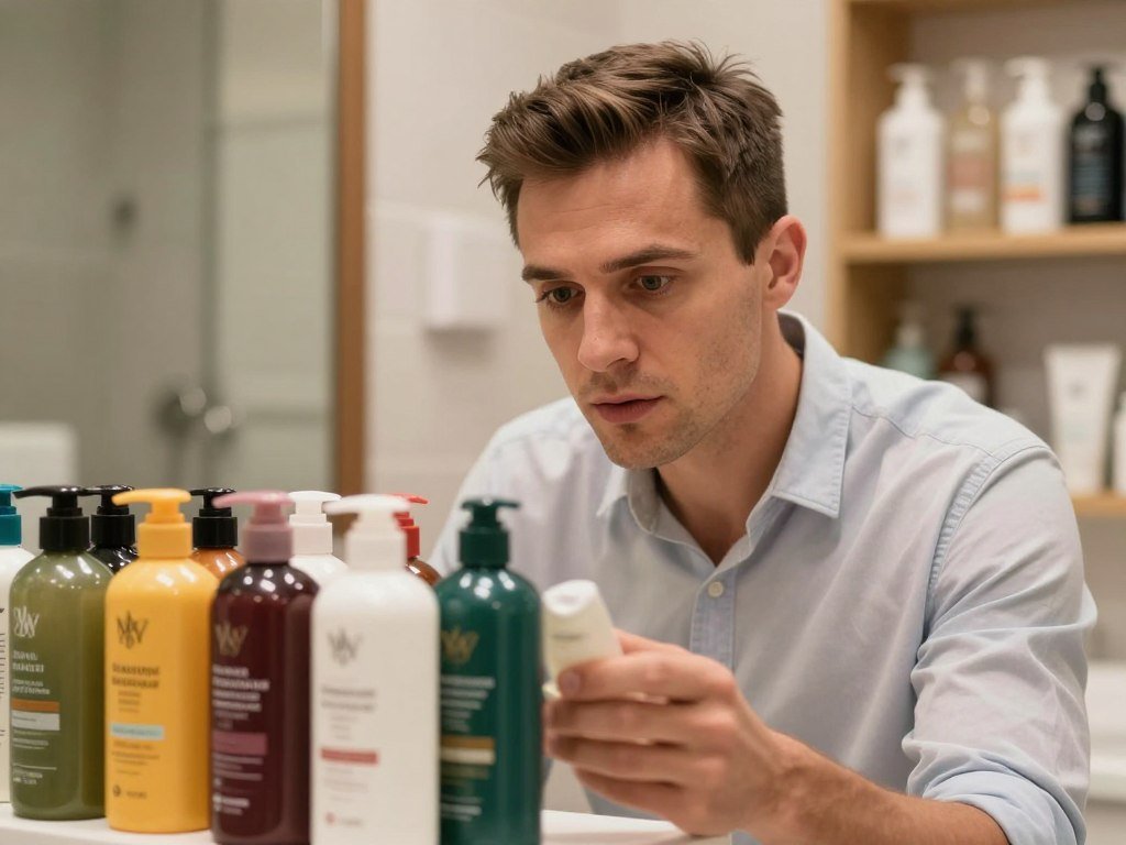 Reading shampoo ingredients for cleansing and scalp comfort
