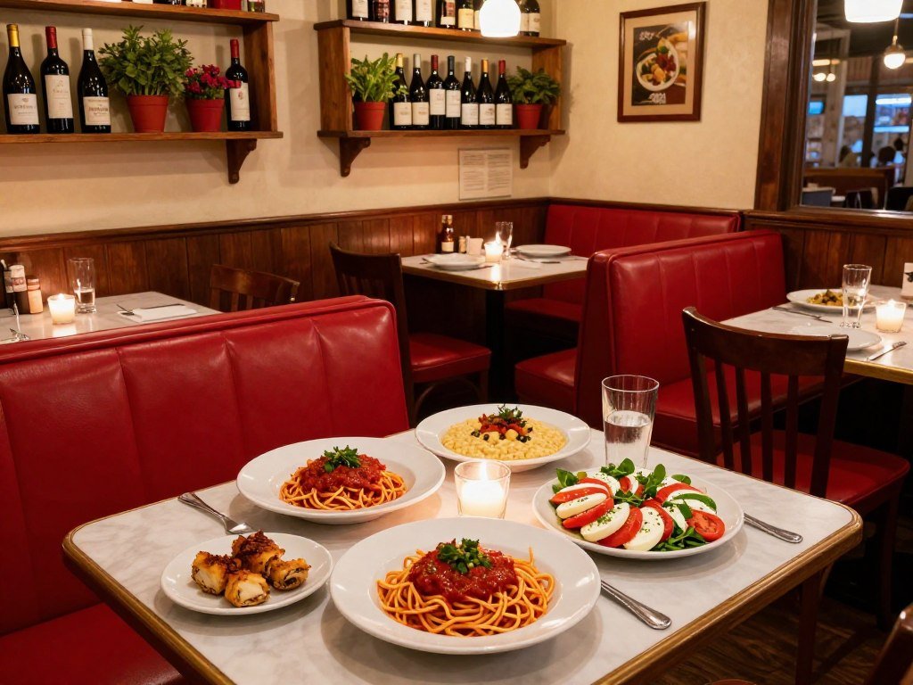 Red booths and classic Italian food in the North End Red booths and classic Italian food in the North End