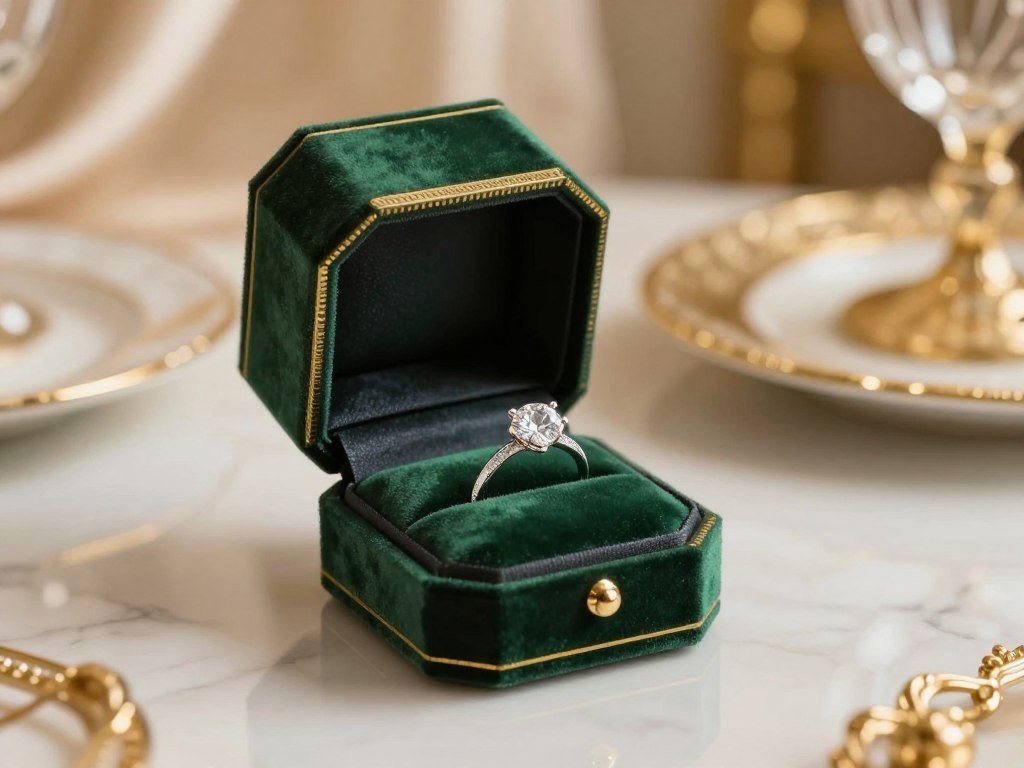 Ring jewelry box holding a small piece securely in place