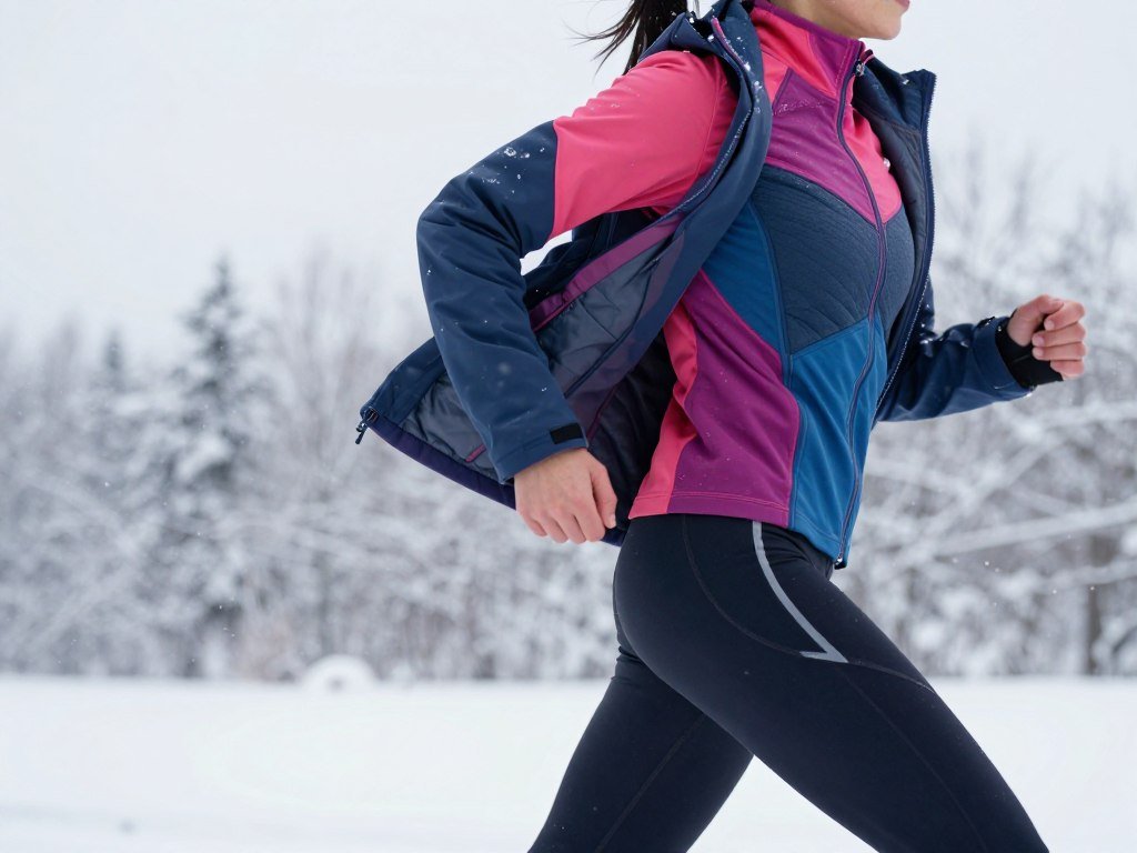 Runner opens a shell over winter running layers